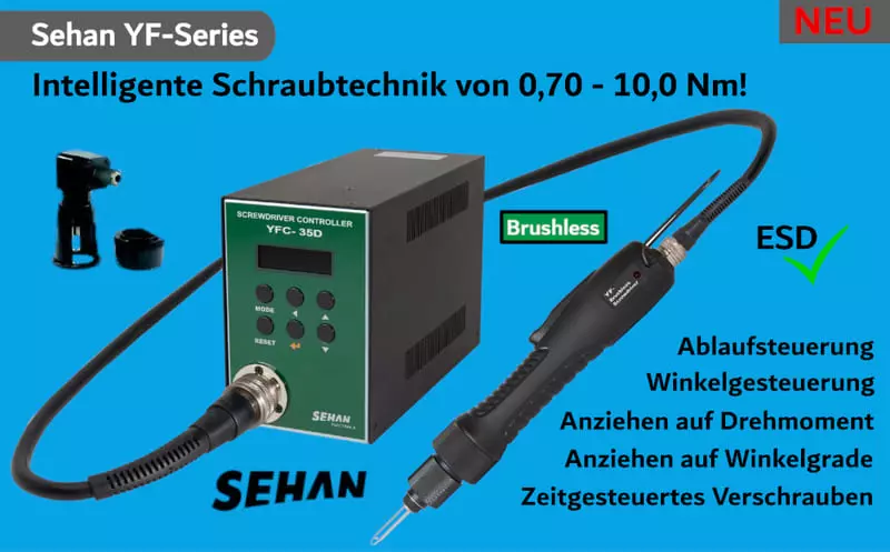 Sehan YF-Series - intelligente Schraubtechnik | IMOTEC GmbH - Elektroschrauber & Drehmoment-Messgeräte