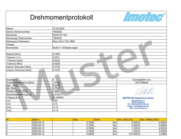 Drehmomentprotokolle | IMOTEC GmbH - Elektroschrauber & Drehmoment-MessgeräteMountz Montageautomation Katalog | IMOTEC GmbH - Elektroschrauber & Drehmoment-Messgeräte