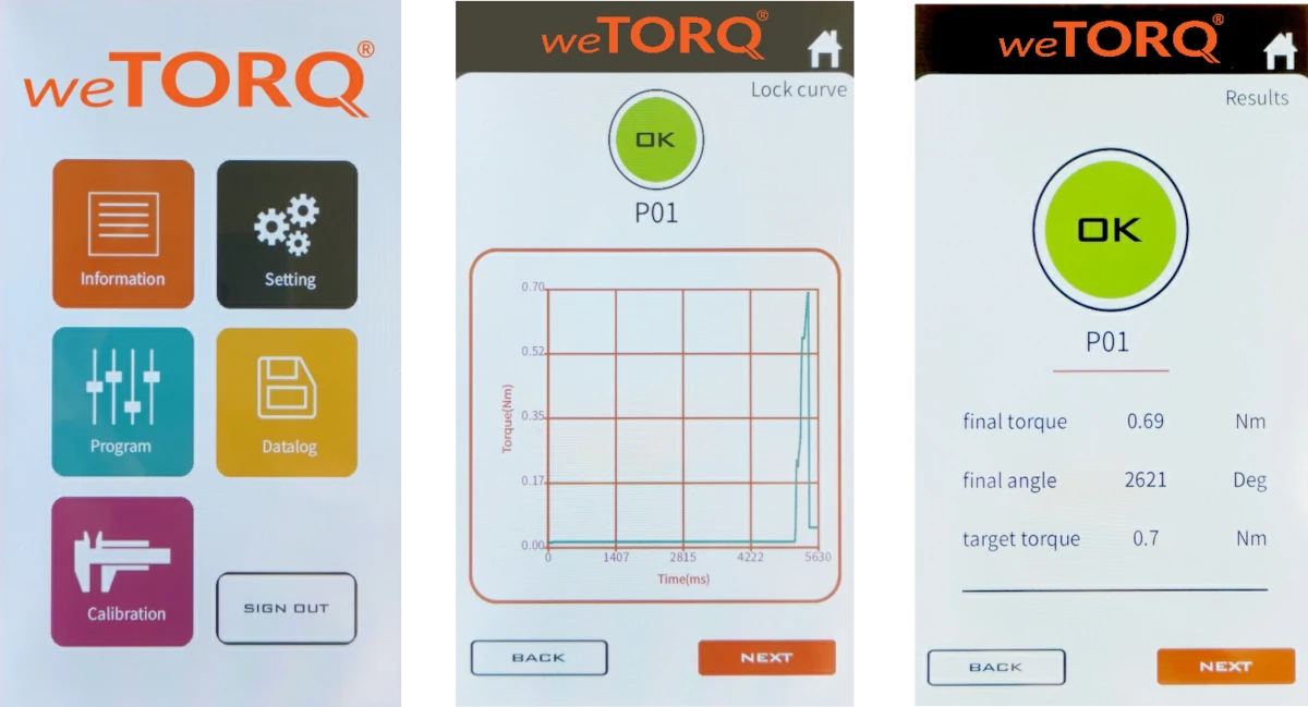 weTORQ WTT - intelligentes Transducerized-Schraubsystem - Gesteuerte Schraubtechnik - Software Preview